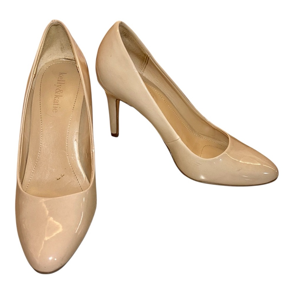 Kelly & Katie Cream Tan Nude Patent Leather Pumps Heels Size 7‎
